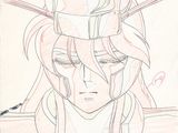 drawing of a girl with a hat on her head and a pen in her hand