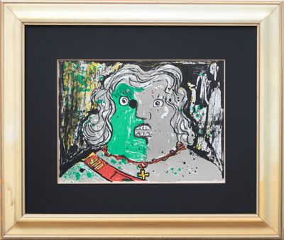 une image représentant un tableau d'une femme au visage vert