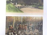 two pictures of a group of people in the woods