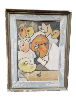 une image représentant un tableau où l'on voit un homme coiffé d'une toque de chef, avec des beignets posés sur une table