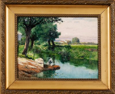 Lina BILL (1855-1936) : La lavandière. - Photo 1