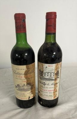 Deux bouteilles dont une de Pomerol Château Cailhas 1961 et …