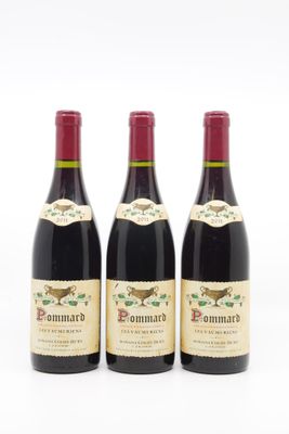 trois bouteilles de vin sont alignées sur une surface blanche