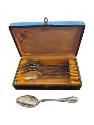 silverware in a case with spoons and spoons in it