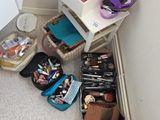 a picture of a room with a lot of clutter on the floor