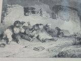 an old picture of a group of children playing in the snow