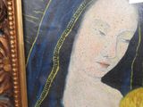 a picture of a painting of a woman with a sun in her hand