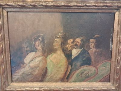 an old painting of a group of people in formal attire