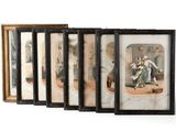 four framed pictures of a woman and a man in a room