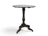 une table noire avec un plateau en marbre sur fond blanc