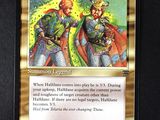 a close up of a card with a picture of two men on it