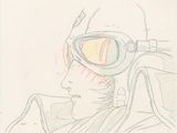 dessin représentant un homme portant un casque et des lunettes de protection, assis sur une chaise