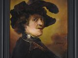 portrait of a woman with a feathered hat by person