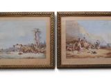 two paintings of a desert scene with a man on horseback and a man on a horse