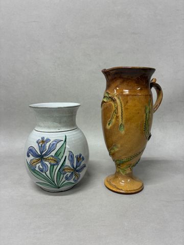 Ensemble de deux grands vases en céramique – Vase boule à décor d