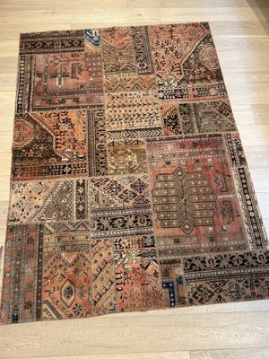 Tapis Patchwork Iran shiraz couleur rouge pastel 240 x 176