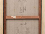 a painting of a wooden frame with writing on it