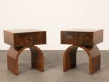 pair of mid - century modern walnut side tables