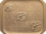 an image of a close up of a medal on a white background