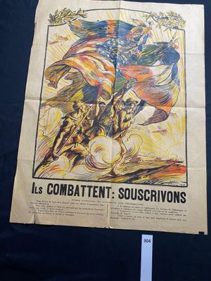 poster of a man riding a horse with a flag on it ' s back