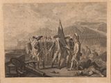 an old drawing of a group of men standing next to each other