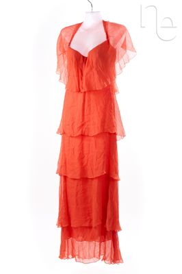 LORIS AZZARO (MANQUE GRIFFE) ROBE volantée étagée en moussel…