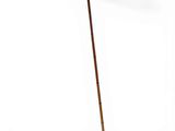 a close up of a wooden stick with a handle on a white background