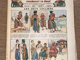 an old french comic book on a wooden table with pictures of people on it