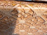 a close up of a vase with a pattern on it