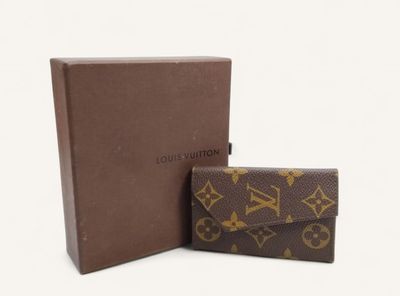 louis vuitton wallet in brown and gold with box