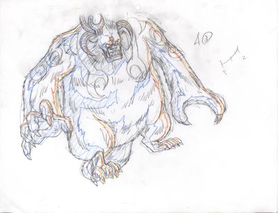dessin d'un ours de bande dessinée avec une grosse tête et une grosse queue