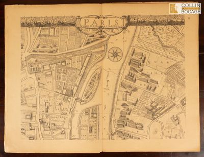 une vieille carte de Paris indiquant les rues et les ruelles de la ville