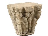 an image of a sculpture of a group of people sitting on a rock