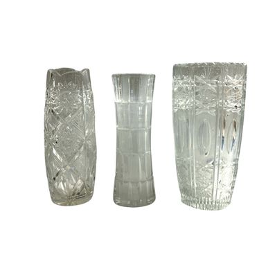 Lot de vases et coupes En cristal taillé