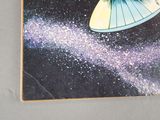 a picture of a picture of a space ship in the sky