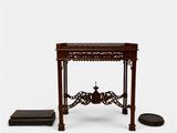 an image of a small table with a stool and ottoman