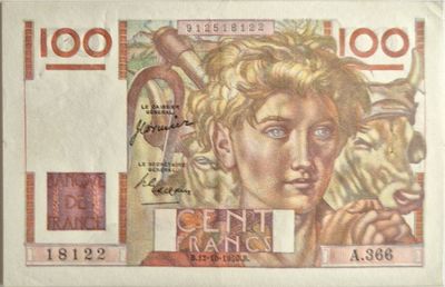 100 francs jeune paysan 12/10/1950 , SPL