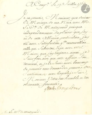 une vieille lettre écrite en cursive sur un bout de papier