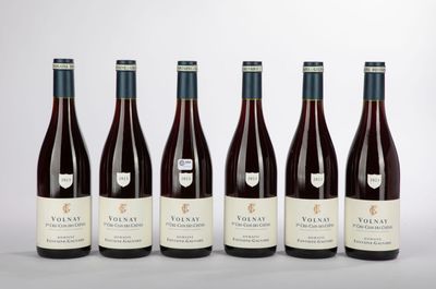 six bouteilles de vin sont alignées dans une rangée