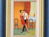 une image représentant un tableau où l'on voit un homme et une femme en train de danser