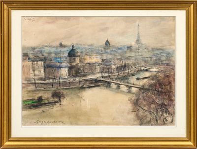 une image représentant un tableau représentant une vue d'une ville avec un pont