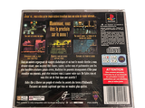 a back cover of a video game on a white surface
