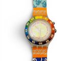 an image of a wrist watch with a colorful pattern on it