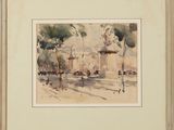 une image représentant une aquarelle illustrant une scène de rue