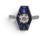 bague art déco en saphir et diamant