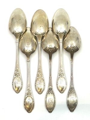 Ensemble de 2 cuillères en argent 950 millièmes à décor de noued de ru - Photo 1