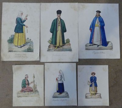 FENECK Vincenzo "portraits" 6 aquarelles signées (taches bru…