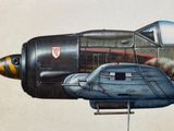 un dessin représentant un avion de chasse exposé dans un musée