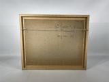 an old picture of a wooden frame with writing on it