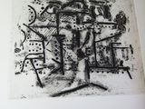 a black and white picture of a drawing on a book